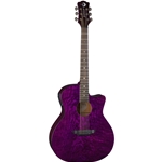 Luna Gypsy Quilt Ash Acoustic/Electric Guitar, Trans Purple GYPEQATPP