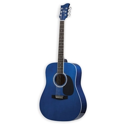 Jay Turser JJ45 TBL Dreadnaught Acoustic Guitar, Transluscent Blue