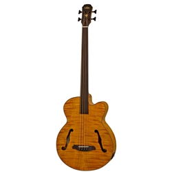 Aria FEB-F2/FL-STBR Full Scale Fretless Electro Acoustic Bass, Stained Brown Finish