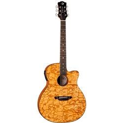 Luna Gypsy Quilt Ash Acoustic/Electric Guitar, Gloss Natural Finish