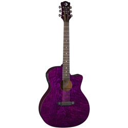 Luna Gypsy Quilt Ash Acoustic/Electric Guitar, Trans Purple GYPEQATPP